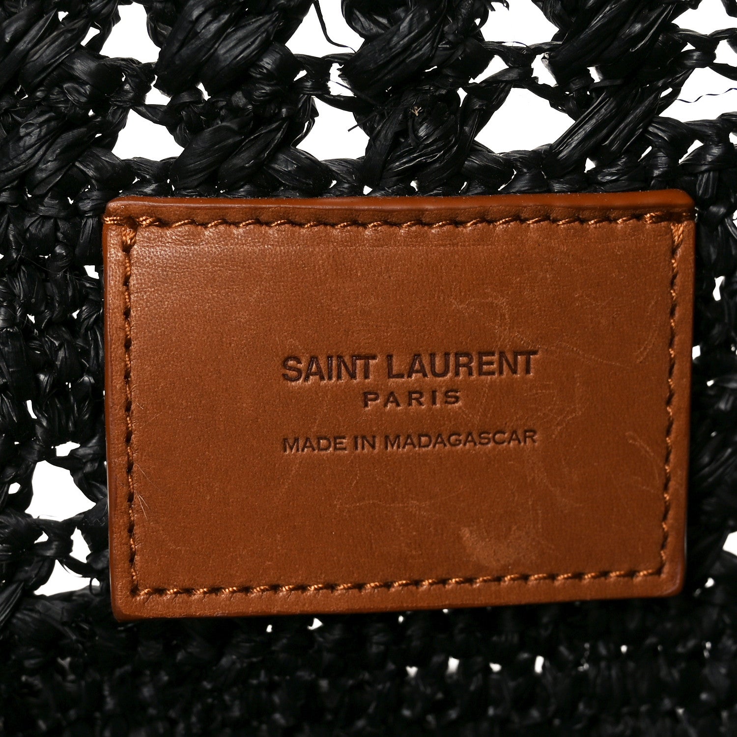 Saint Laurent Raffia Calfskin Medium Panier Tote Black 6 of 11
