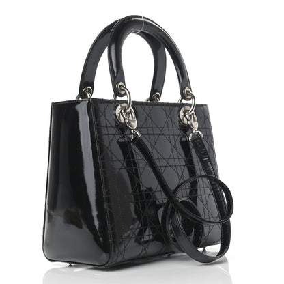 Christian Dior Patent Cannage Stitched Medium Lady Dior Black 2 of 15