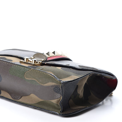 Valentino Garavani Nappa Canvas Camouflage Medium Glam Lock Rockstud Flap Verde 10 of 13