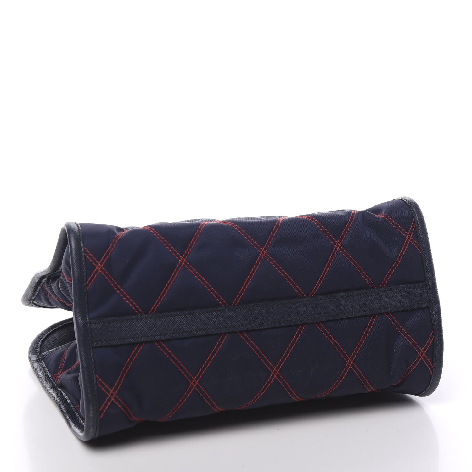 Prada Saffiano Tessuto Nylon Impunturato Quilted Shopper Baltico Fuoco 3 of 8
