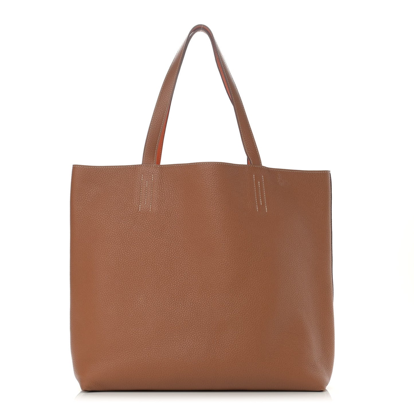 Taurillon Clemence Double Sens 45 Reversible Tote Orange Gold