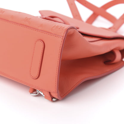 MCM Calfskin Essential Monogram Small Backpack Hot Coral 6 of 9