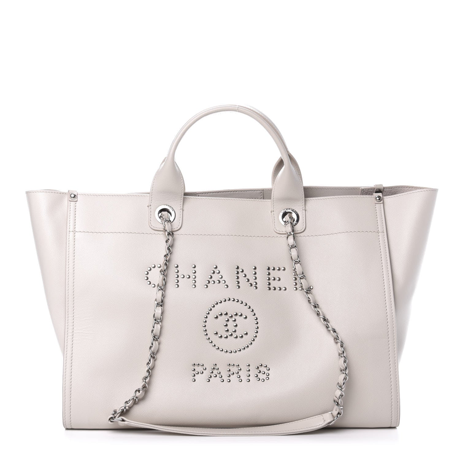 Chanel Caviar Medium Studded Deauville Tote Beige 1 of 12