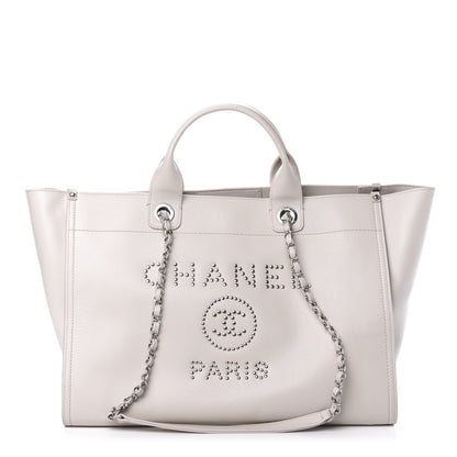 Chanel Caviar Medium Studded Deauville Tote Beige 1 of 12