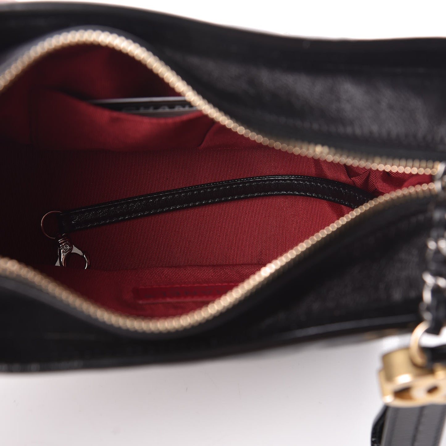 Aged Calfskin Chevron Quilted Small Gabrielle Hobo Black
