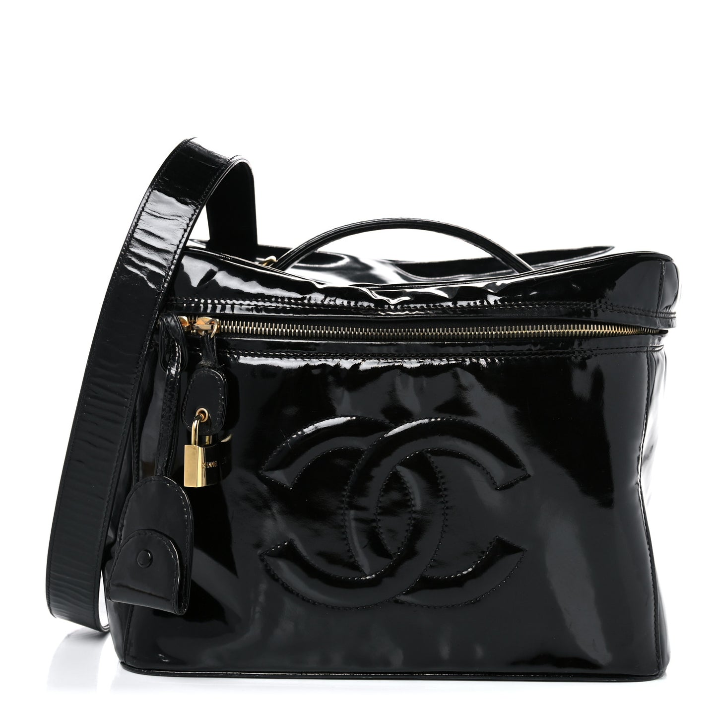 Patent CC Vanity Cosmetic Case Black
