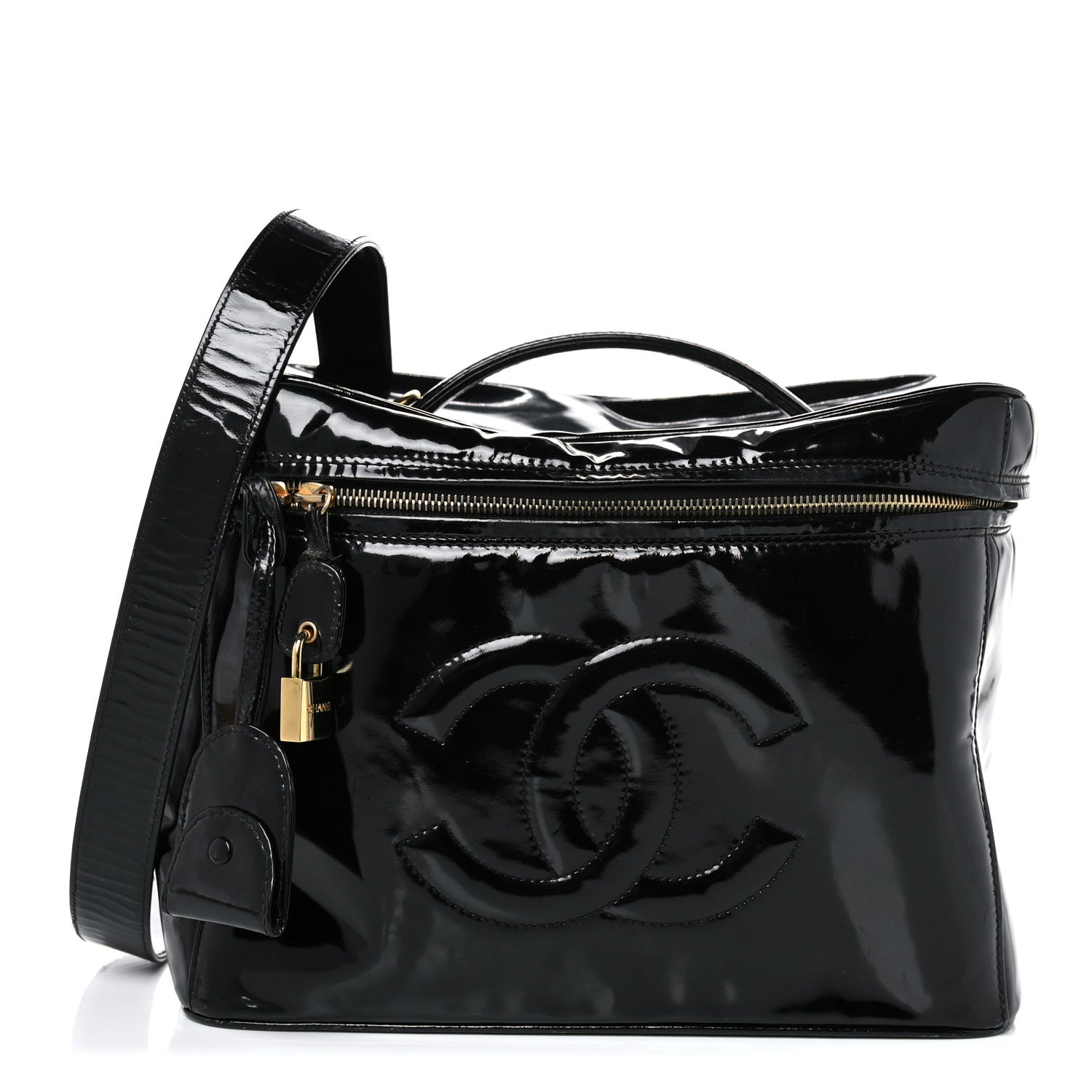 Chanel Patent CC Vanity Cosmetic Case Black 1 of 15