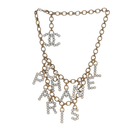 Chanel Crystal City of Lights Letter Chain Necklace Gold 3 of 5