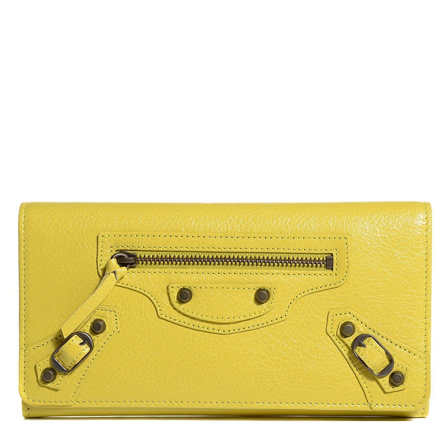 Agneau Classic Hardware Money Wallet Jaune Poussin