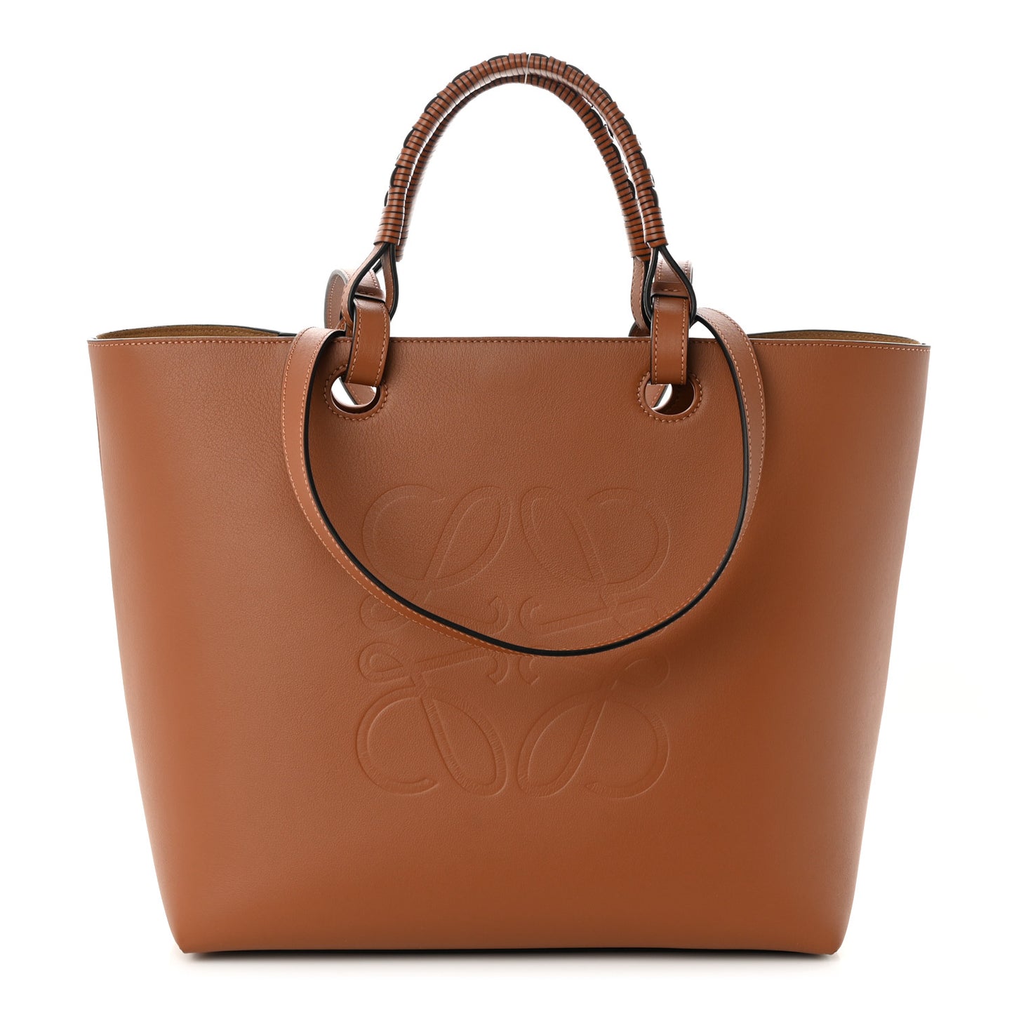 Smooth Calfskin Small Anagram Tote Tan