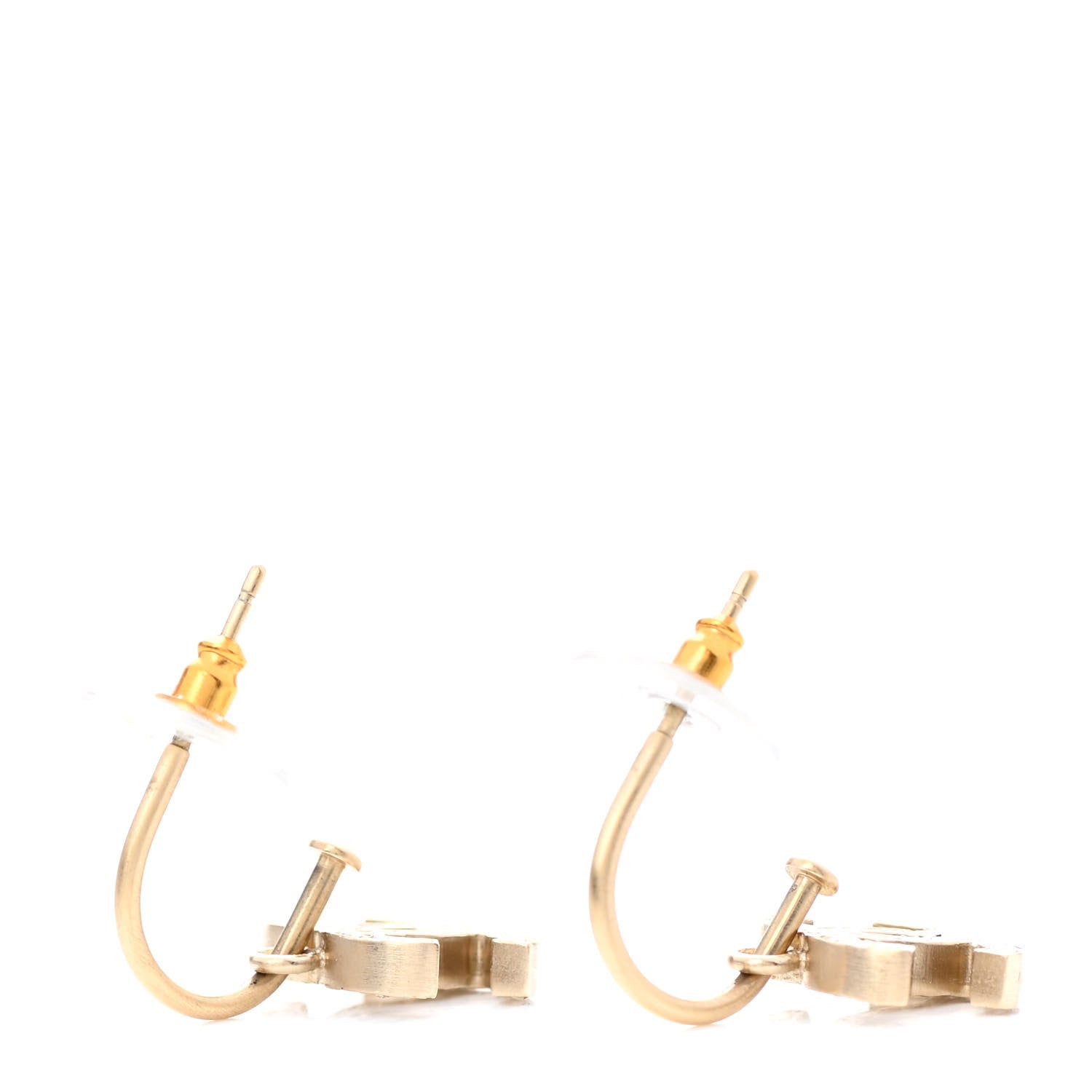 Chanel Crystal CC Drop Earrings Gold 3 of 4