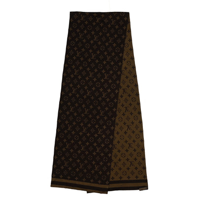 Louis Vuitton Cashmere Silk Monogram Scarf Brown 2 of 4