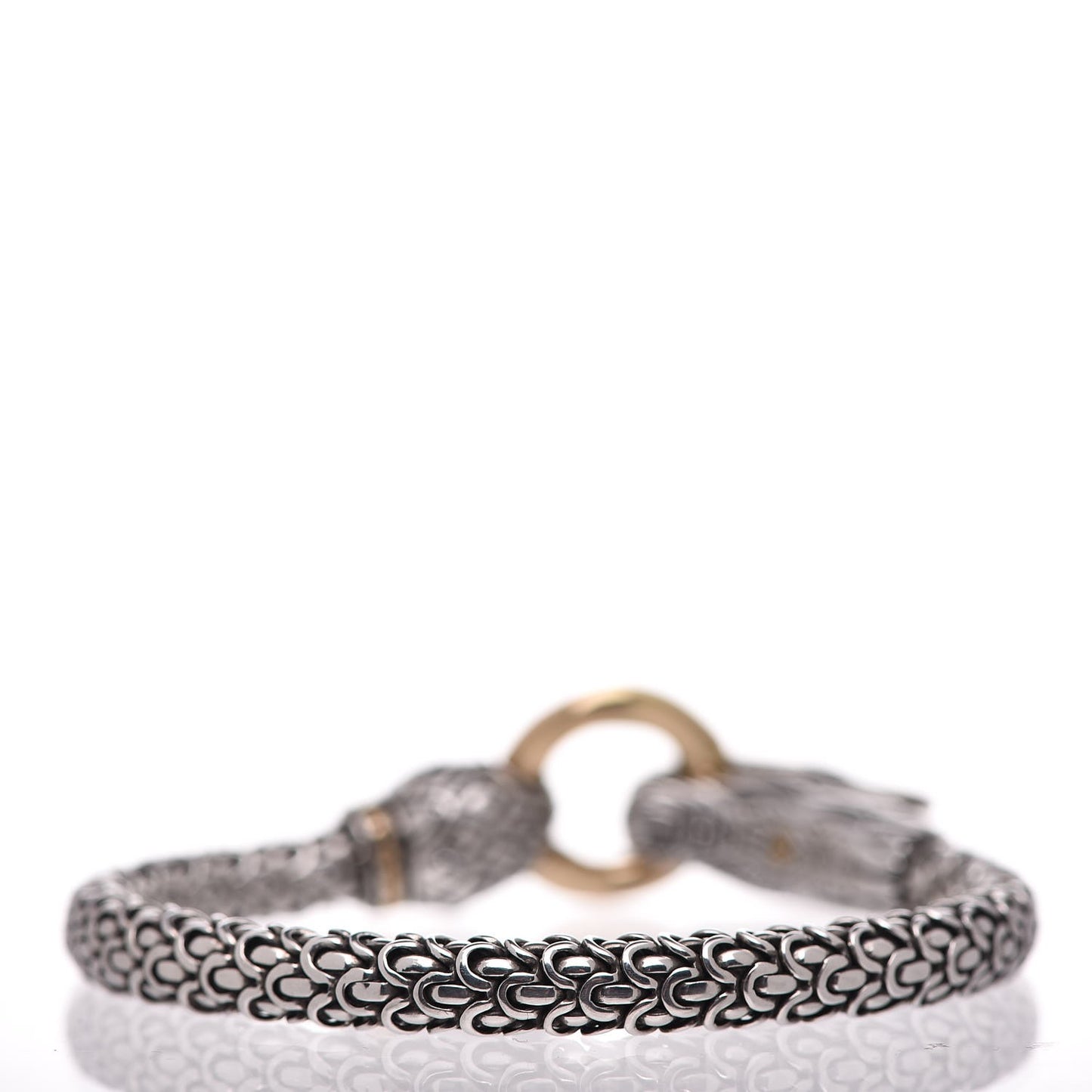 Sterling Silver 18K Yellow Gold 6mm Naga Dragon Bracelet