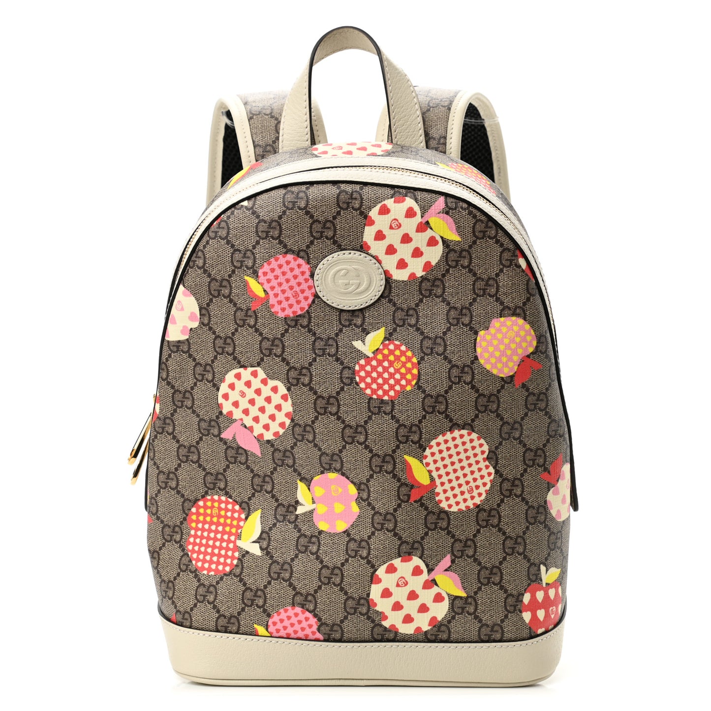 GG Supreme Monogram Les Pommes Small Retro Interlocking G Dome Backpack Beige Multicolor Mystic White