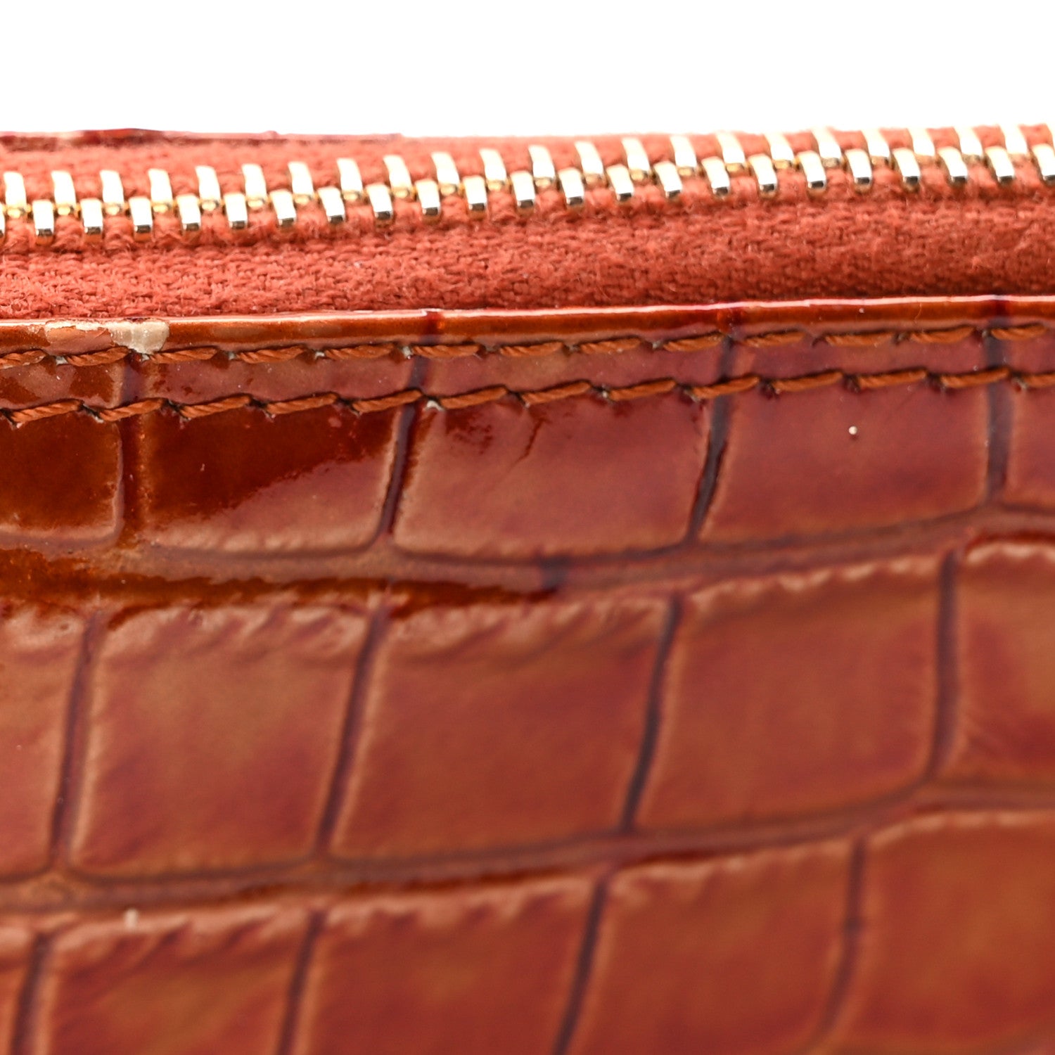 Christian Dior Patent Calfskin Crocodile Embossed Mini Saddle Pochette Orange 11 of 13