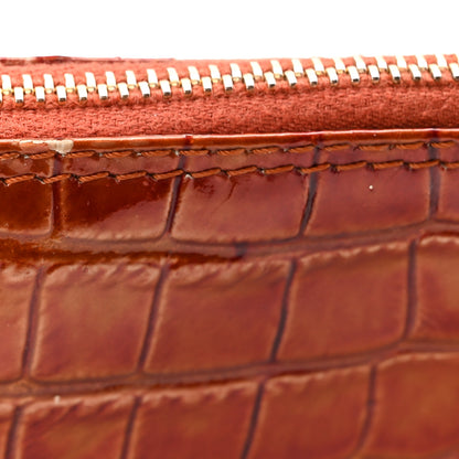Christian Dior Patent Calfskin Crocodile Embossed Mini Saddle Pochette Orange 11 of 13