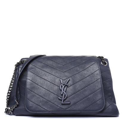 Saint Laurent Vintage Lambskin Chevron Monogram Medium Nolita Dark Smog 2 of 13