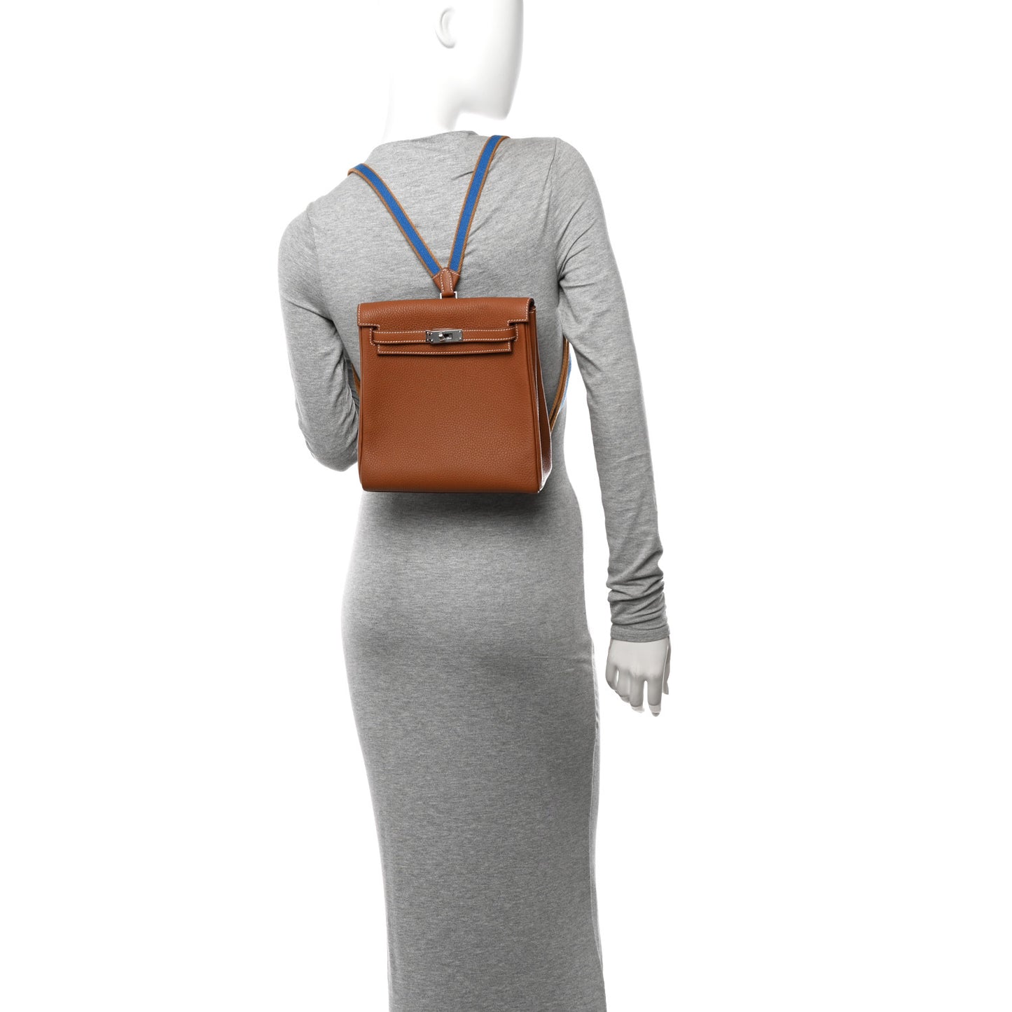 Taurillon Clemence Kelly Amazone Ado Backpack 22 Gold Bleu Zellige Caramel