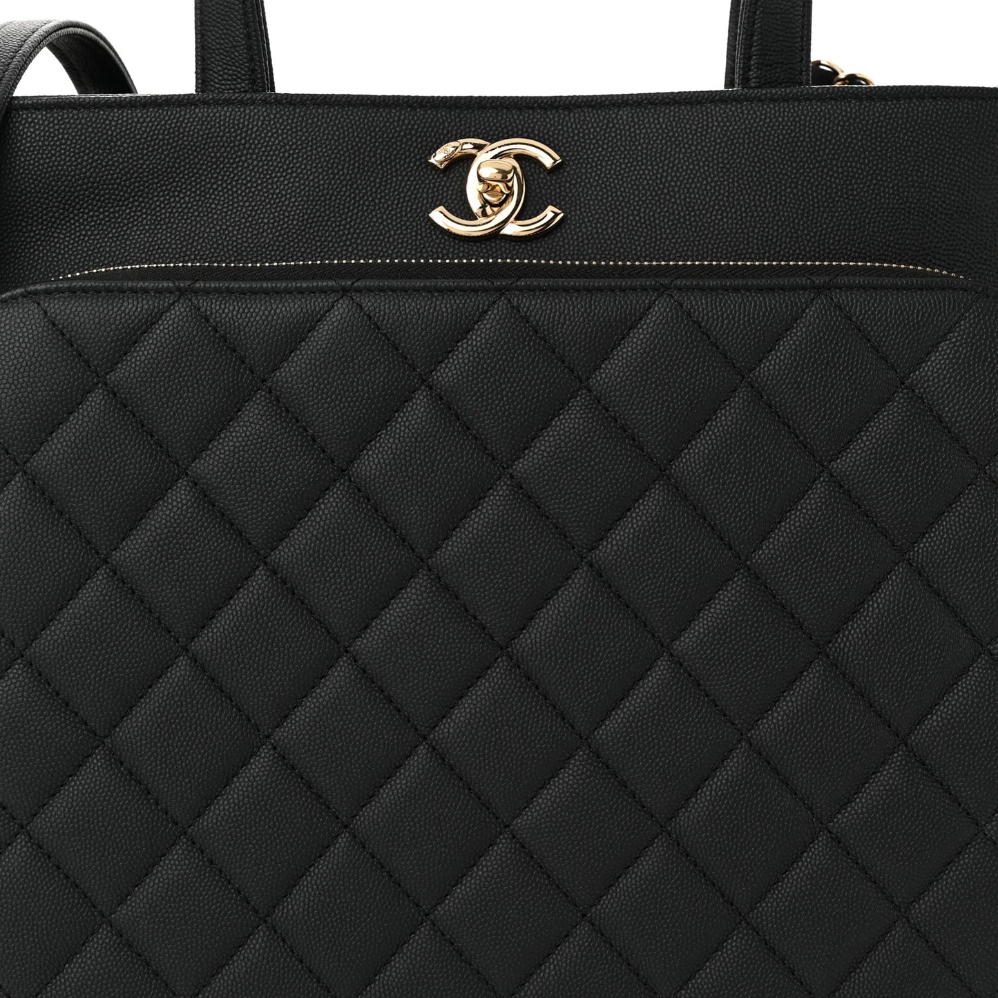 Caviar Quilted Large Business Affinity Shopping Bag Black