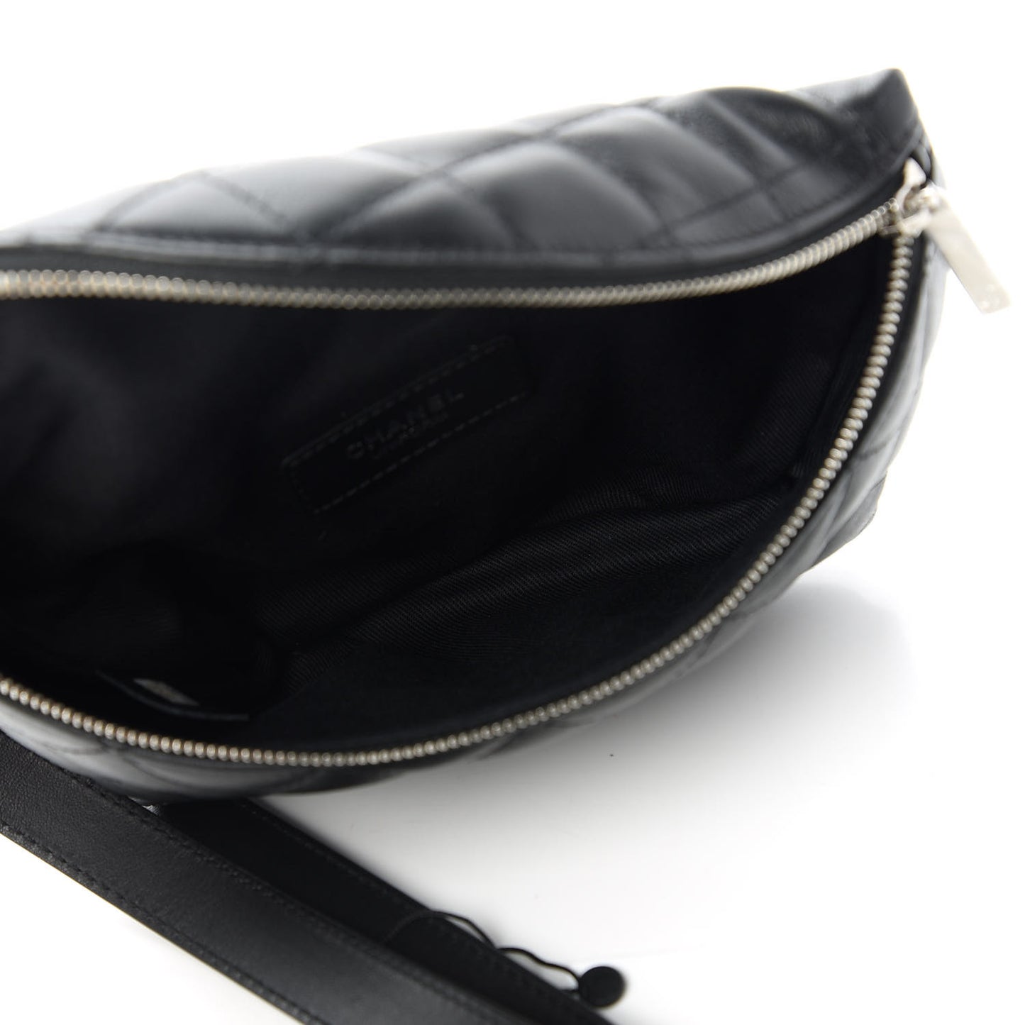 Calfskin Quilted Waist Belt Bag Black