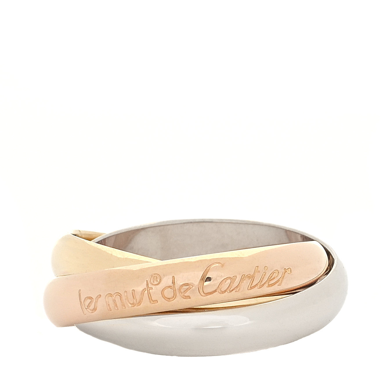 18K Pink Yellow White Gold Classic Les Must De Cartier Trinity Ring 54 6.75