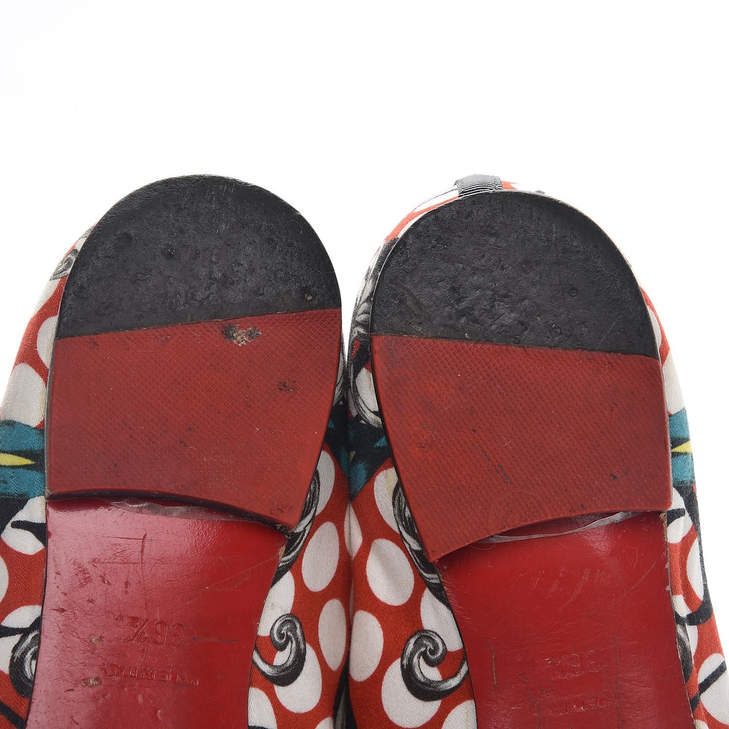 Fabric Sakouette Face Spikes Polka Dot Loafers 36.5 Multicolor Silver