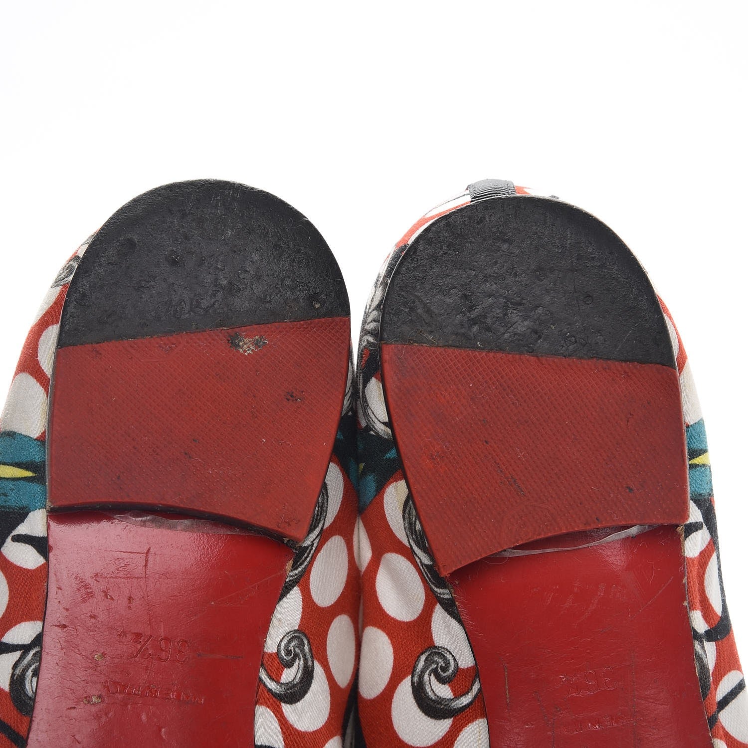 Christian Louboutin Fabric Sakouette Face Spikes Polka Dot Loafers 36.5 Multicolor Silver 8 of 14