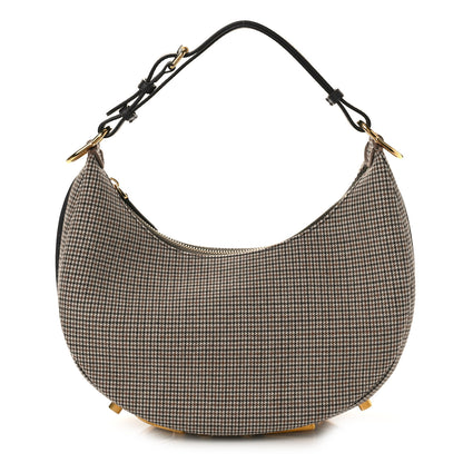 Fendi Wool Vitello Grace Small Houndstooth Small Fendigraphy Hobo Bag Beige Ebano 1 of 8
