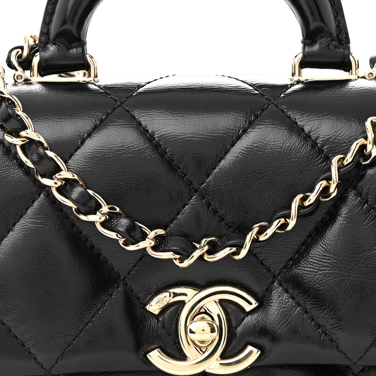 Chanel Shiny Lambskin Quilted Mini Coco Trip Flap Bag Black 8 of 11