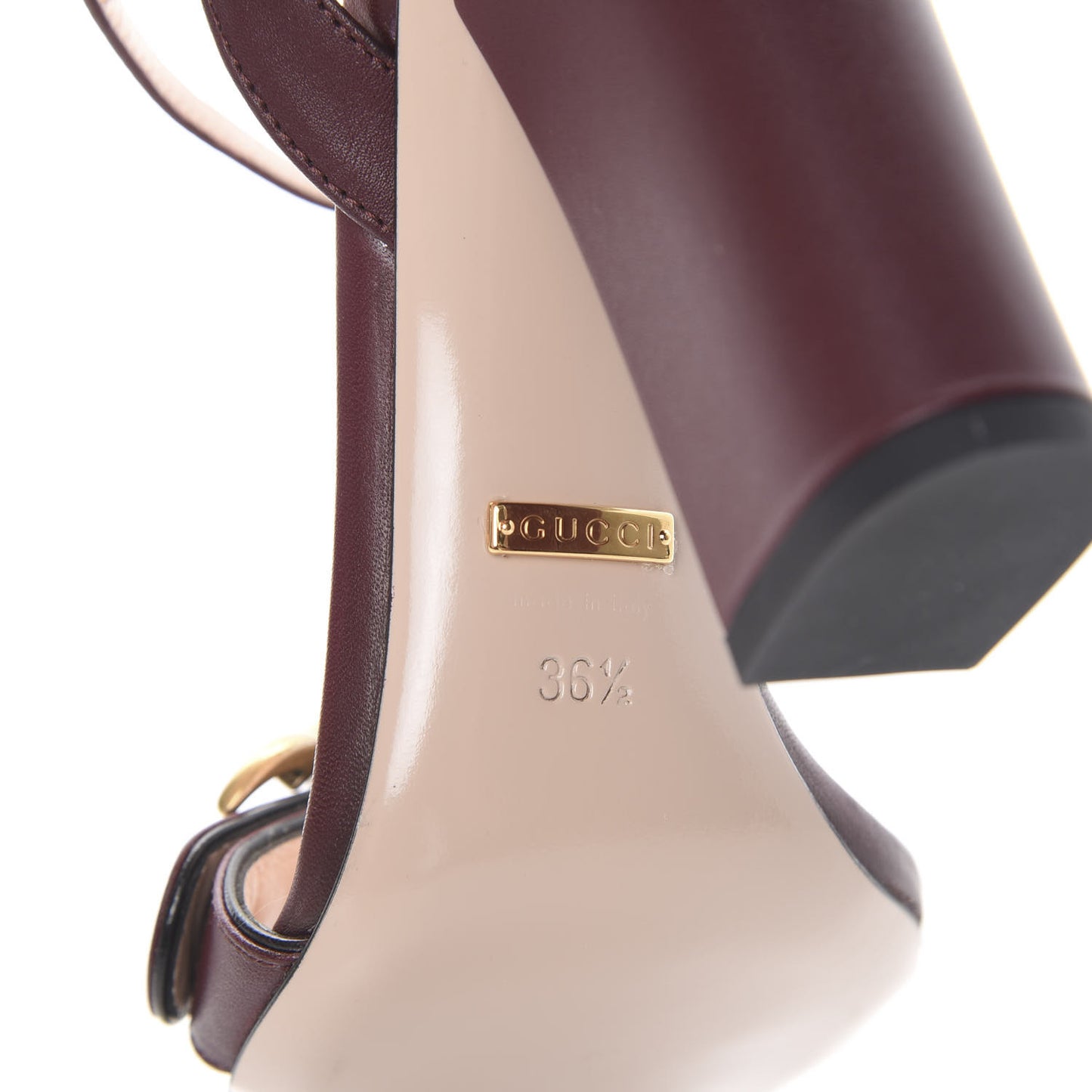 Lifford Calfskin GG Marmont Ankle Wrap 105mm Sandals 36.5 Vintage Bordeaux