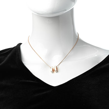 Hermes Lacquered Rose Gold Pop H Pendant Necklace White 2 of 5
