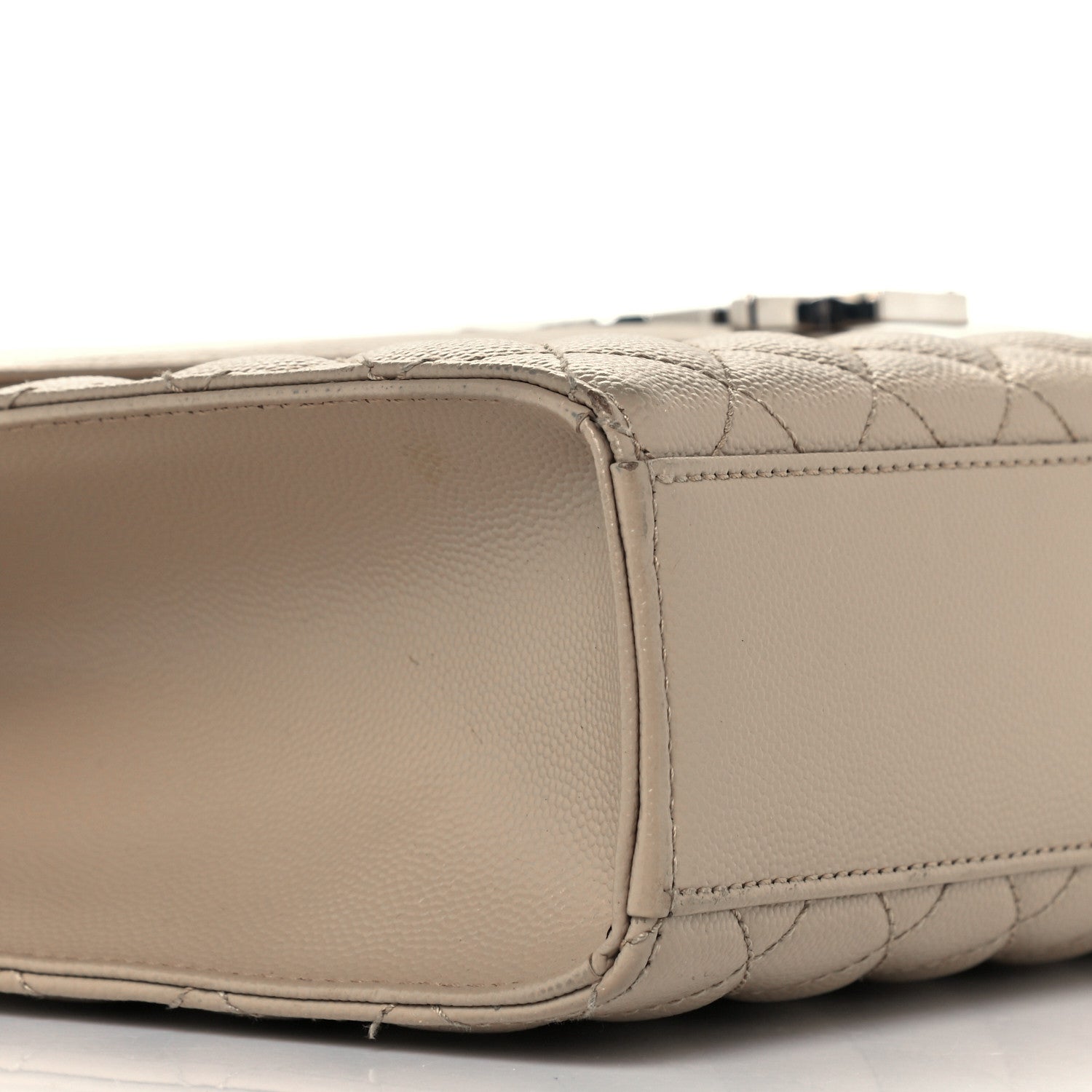Saint Laurent Grain De Poudre Large Tri-Quilt Monogram Satchel Dark Beige 10 of 12
