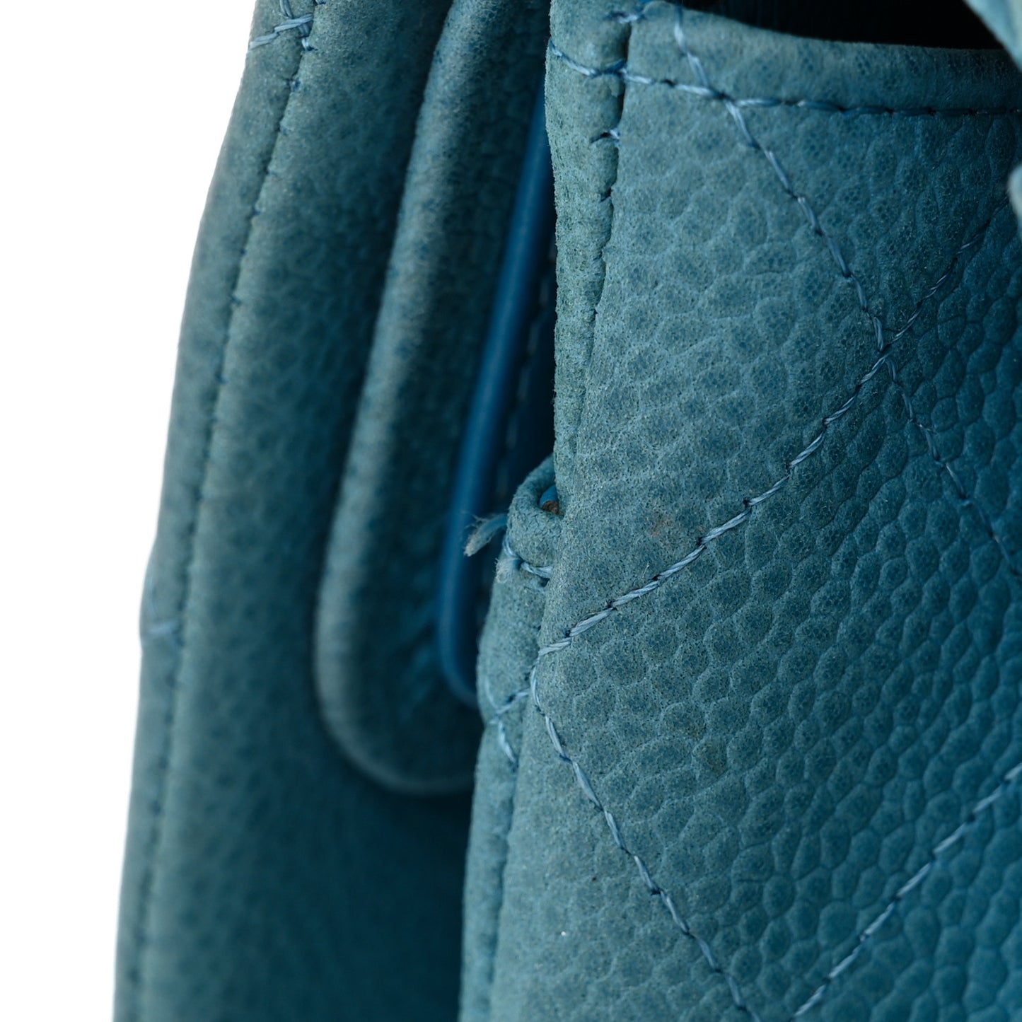 Iridescent Caviar Quilted Medium Double Flap Blue