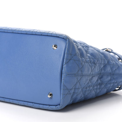 Christian Dior Coated Canvas Cannage Small Panarea Tote Cobalt Blue 7 of 13