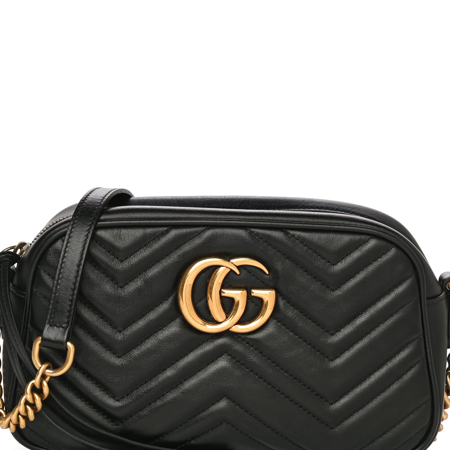 Gucci Calfskin Matelasse Small GG Marmont Chain Shoulder Bag Black 9 of 22