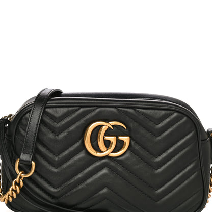 Gucci Calfskin Matelasse Small GG Marmont Chain Shoulder Bag Black 9 of 22