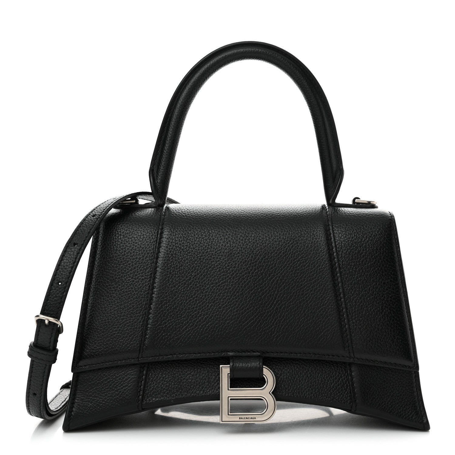 Balenciaga Grained Calfskin Small Hourglass Top Handle Bag Black 1 of 11
