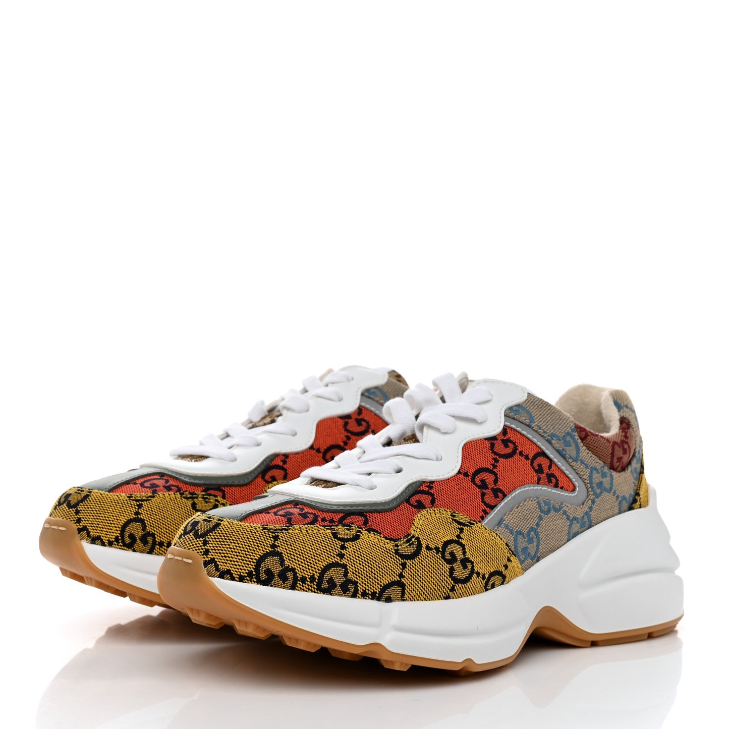 Monogram Multicolor Demetra Womens Rhyton Sneakers 36.5 Yellow Blue Great White Tabasco