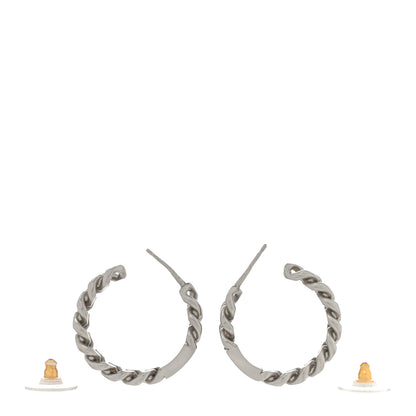 Chanel CC Chain Hoop Earrings Silver 3 of 4
