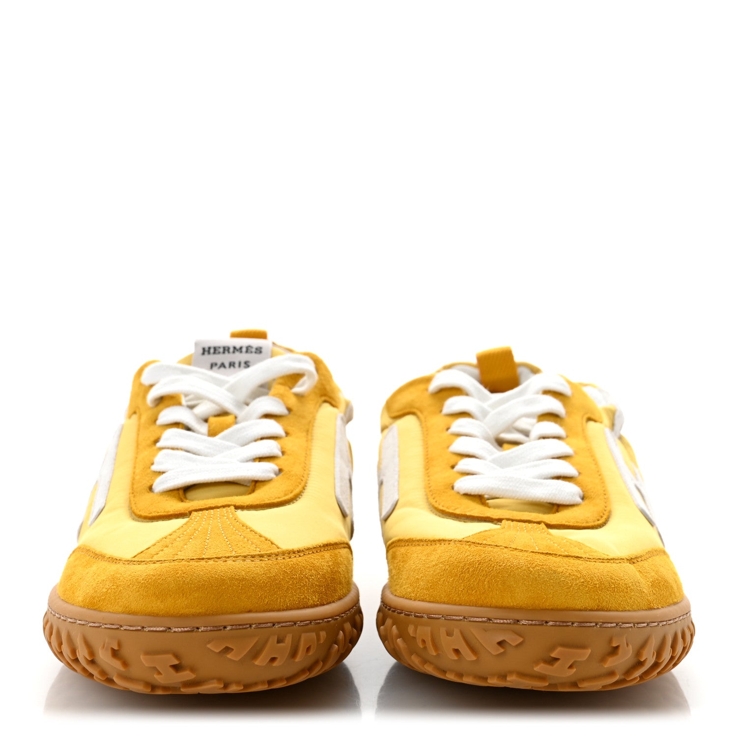 Hermes Suede Goatskin Jet Sneakers 38.5 Jaune Sesame White 3 of 9