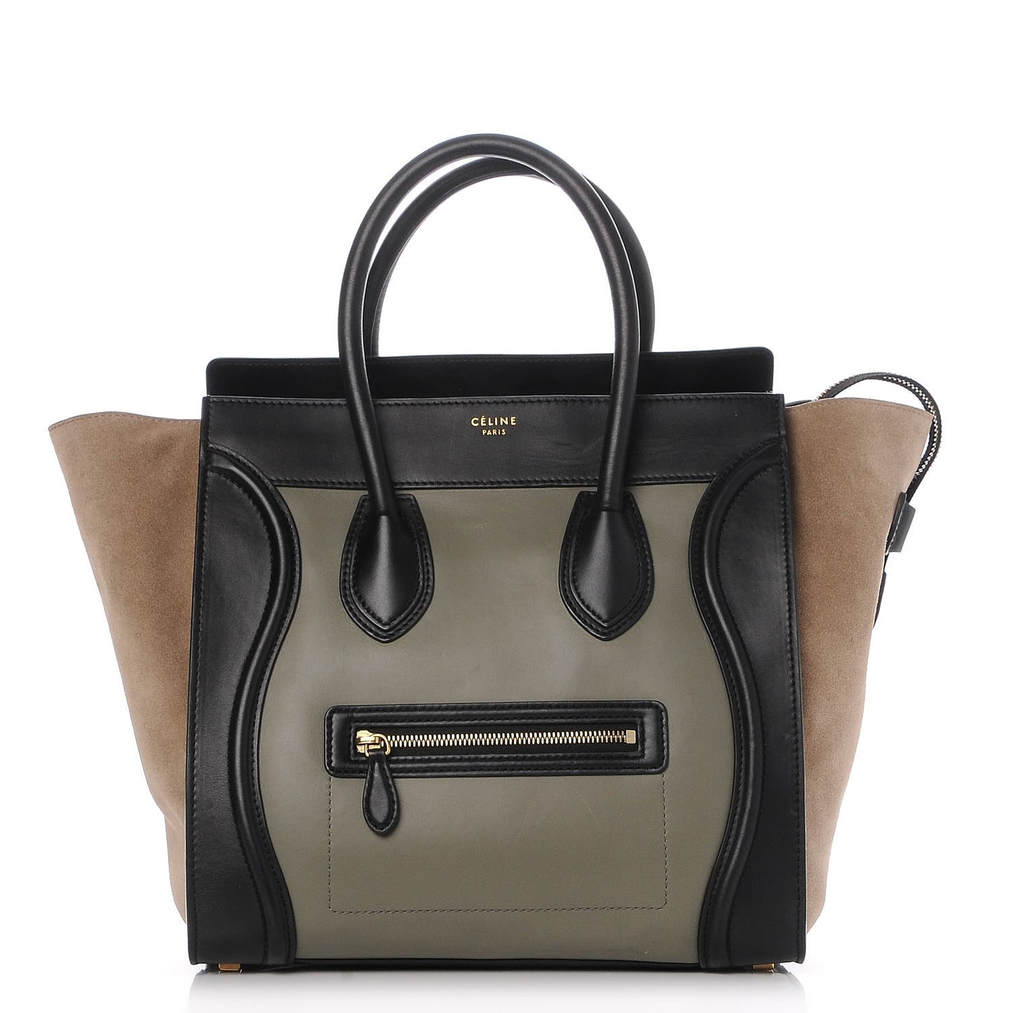 Smooth Calfskin Suede Mini Tri-Color Luggage Almond