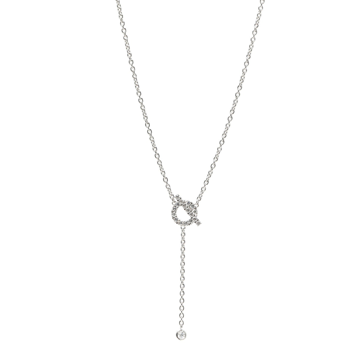 Hermes 18K White Gold Diamond Finesse Lariat Necklace 1 of 6