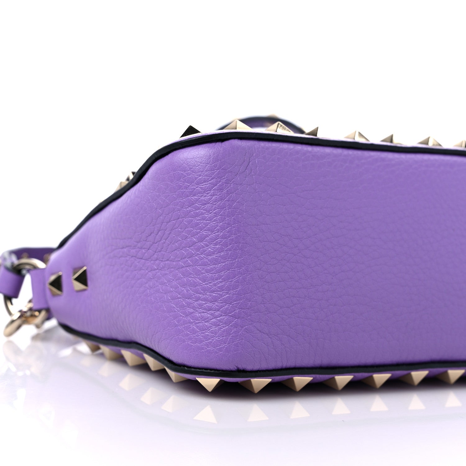 Valentino Garavani Pebbled Calfskin Small Rockstud Flip Lock Shoulder Bag Glicine 7 of 8