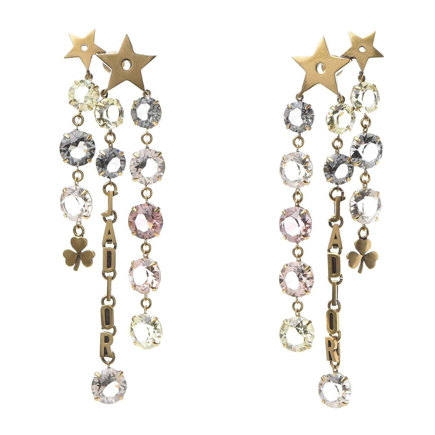Christian Dior Crystal J'adior Star Drop Earrings Aged Gold Multicolor 1 of 4