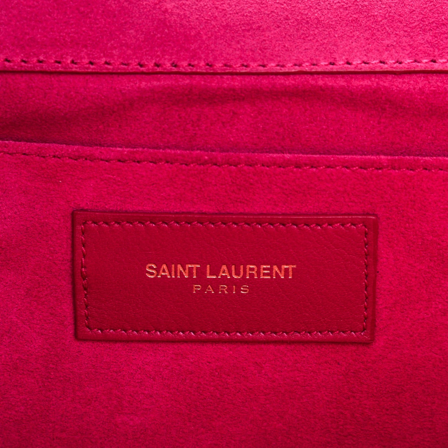 Calfskin Classic Y Ligne Clutch Fuchsia