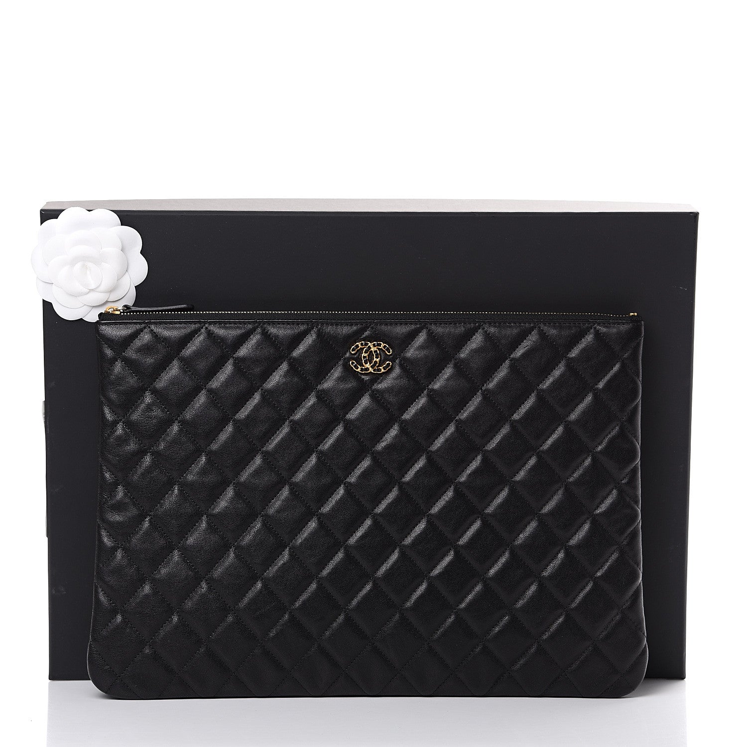 Chanel Lambskin Quilted Large Cosmetic Case Black 7 of 7