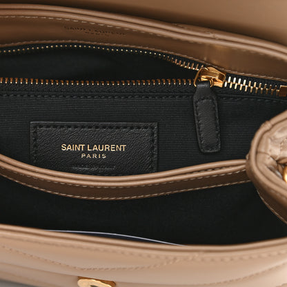 Saint Laurent Calfskin Y Quilted Monogram Toy Loulou Crossbody Bag Dark Latte 6 of 12
