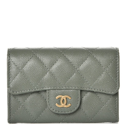Chanel Iridescent Caviar Quilted Flap Card Holder Green 1 of 9