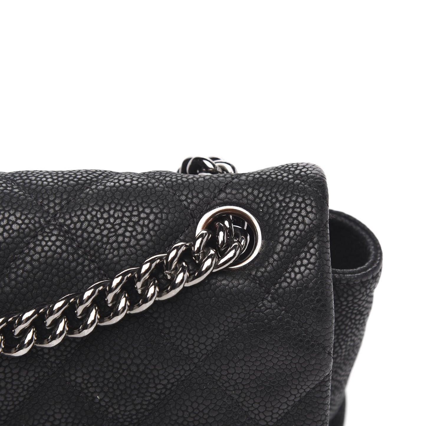 Iridescent Caviar Small Lady Pearly Flap Black