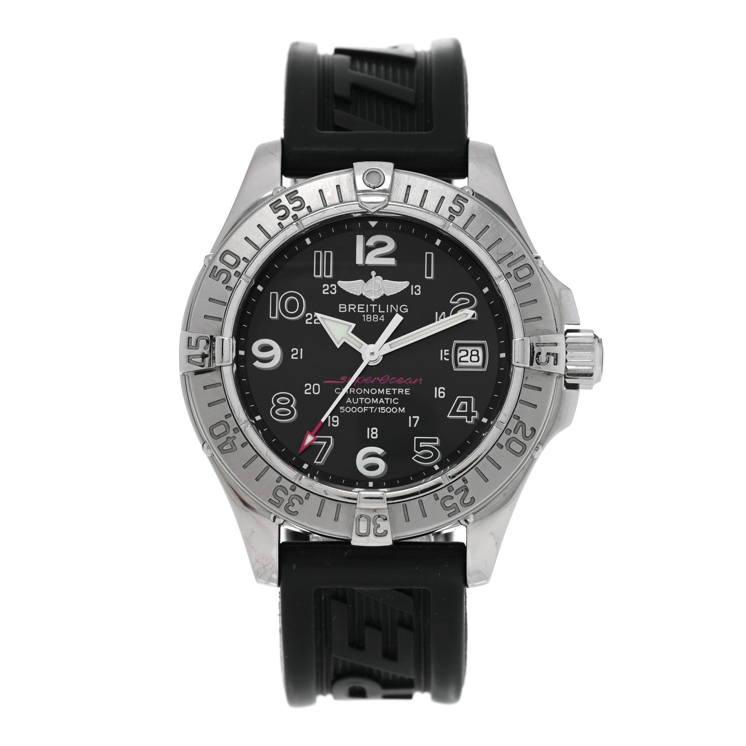 Breitling Stainless Steel Rubber 40mm Chronometre Super Ocean Automatic Watch Black A17360 1 of 4